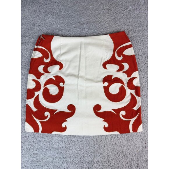 Vanessa Virginia Anthropologie Womens Skirt Sz 10 Red/White Abstract Hawaiian - Picture 2 of 11